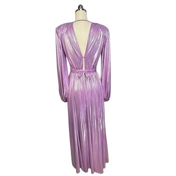 Bronx and Banco Zoe Lavender Shimmer Puff Sleeve Gown| M - Picture 4 of 13